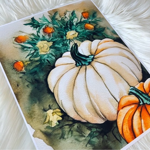 Wall Art Watercolor Floral Pumpkins Print Poster Card Unframed - Picture 8 of 10